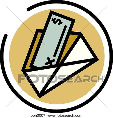Stock Illustration - Illustration of a cheque in an envelope. Fotosearch