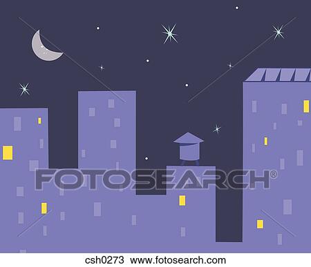 Drawing - Illustration of a cityscape. Fotosearch