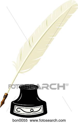Illustration of a feather pen and an inkwell View Large Illustration Stock Illustration - Illustration of a feather pen and an inkwell. Fotosearch
