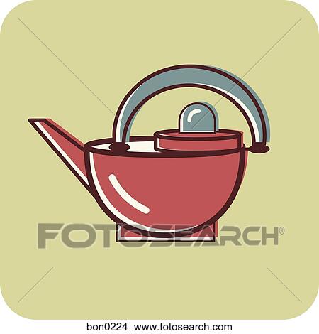 Illustration of a kettle on a green background View Large Illustration Stock Illustration - Illustration of a kettle on a green background. Fotosearch