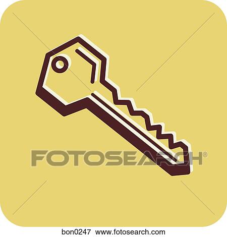 Illustration of a key on a yellow background View Large Illustration Stock Illustration - Illustration of a key on a yellow background. Fotosearch