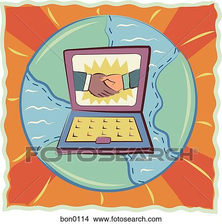 Illustration of a laptop with hands shaking View Large Illustration Stock Illustration - Illustration of a laptop with hands shaking. Fotosearch