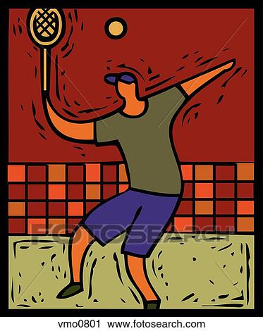 Illustration of a man playing tennis View Large Illustration Clip Art - Illustration of a man playing tennis. Fotosearch