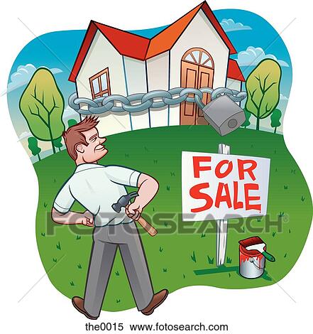 Illustration of a man who has put up a for sale sign in front of a house View Large Illustration Stock Illustration - Illustration of a man who has put up a for sale sign in front of a house. Fotosearch