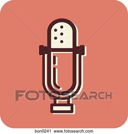 Illustration of a microphone on an orange background View Large Illustration Clip Art - Illustration of a microphone on an orange background. Fotosearch