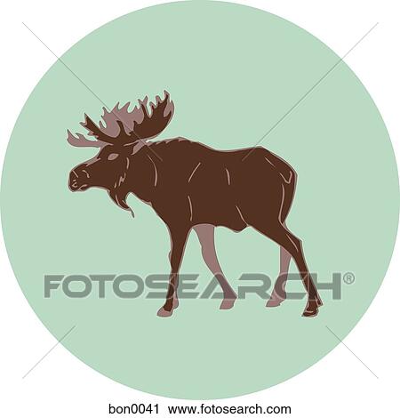Illustration of a moose on a green background View Large Illustration Clip Art - Illustration of a moose on a green background. Fotosearch