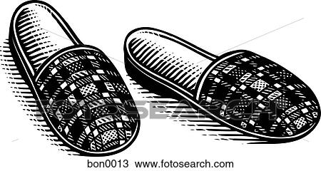 Illustration of a pair of slippers Drawing | bon0013 | Fotosearch