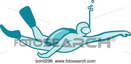 Illustration of a scuba diver View Large Illustration Stock Illustration - Illustration of a scuba diver. Fotosearch