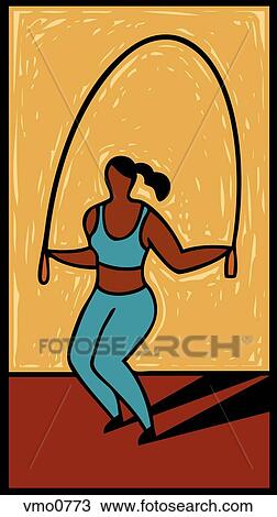 illustration of a woman jumping rope View Large Illustration Drawing - illustration of a woman jumping rope. Fotosearch