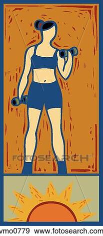 Stock Illustration - illustration of a woman lifting weights. Fotosearch