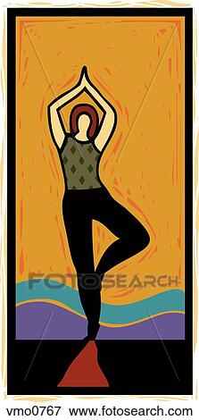 Stock Illustration - illustration of a woman standing on one leg. Fotosearch