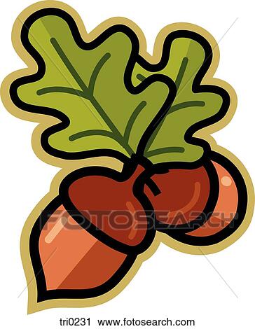 Illustration of acorns and leaves View Large Illustration Clip Art - Illustration of acorns and leaves. Fotosearch