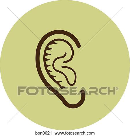 Illustration of an ear on a green background View Large Illustration Clip Art - Illustration of an ear on a green background. Fotosearch