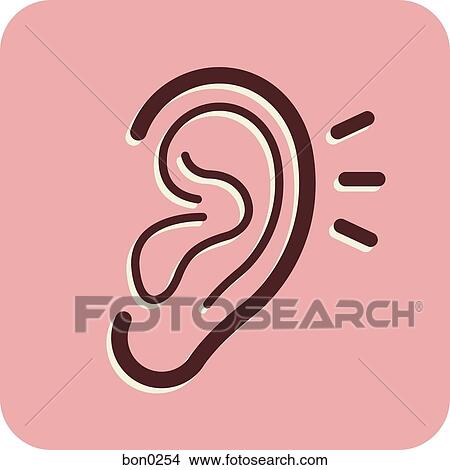 Illustration of an ear on a pink background View Large Illustration Stock Illustration - Illustration of an ear on a pink background. Fotosearch