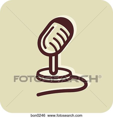 Stock Illustration - Illustration of an old fashioned microphone. Fotosearch