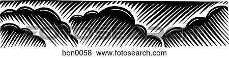 Stock Illustration - Illustration of clouds in scratch board style. Fotosearch
