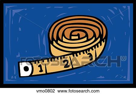 Drawing - Illustration of measuring tape. Fotosearch