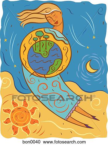 Illustration of mother earth holding the planet View Large Illustration Clipart - Illustration of mother earth holding the planet. Fotosearch