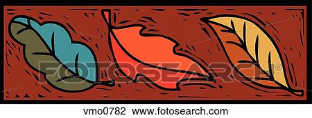 Drawing - illustration of three leaves. Fotosearch