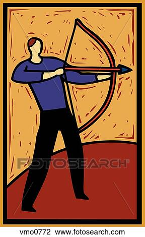 ilustration of a man using a bow and arrow View Large Illustration Drawing - ilustration of a man using a bow and arrow. Fotosearch