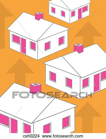Stock Illustration - Increasing house prices. Fotosearch