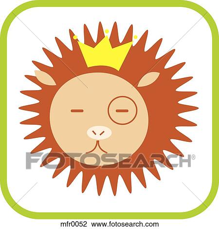 Leo icon with a green border View Large Illustration Drawing - Leo icon with a green border. Fotosearch