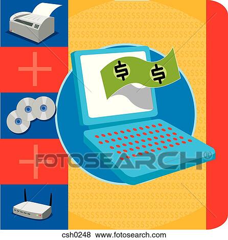 Stock Illustration - Making money online. Fotosearch