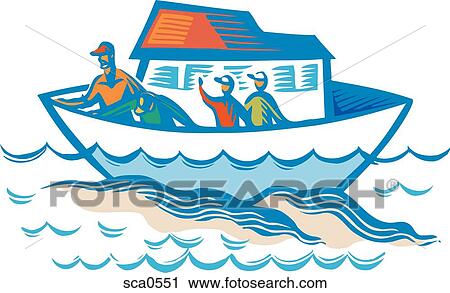 People waving goodbye from a boat View Large Illustration Clip Art - People waving goodbye from a boat. Fotosearch