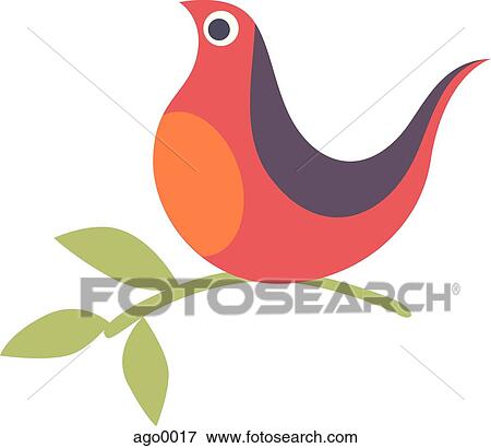 Stock Illustration - Picture of a bird perched on a branch. Fotosearch