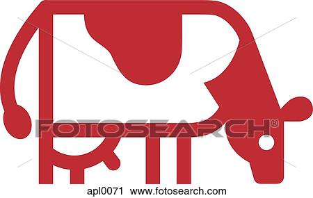 Clip Art - Picture of a cow grazing. Fotosearch