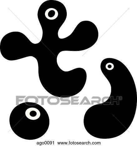 Clip Art - Picture of three black and white shapes. Fotosearch