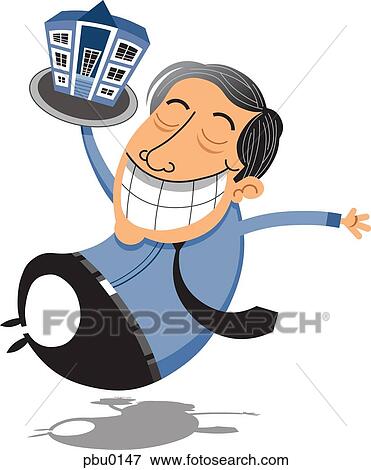Realtor carrying a tray with a house on it View Large Illustration Stock Illustration - Realtor carrying a tray with a house on it. Fotosearch