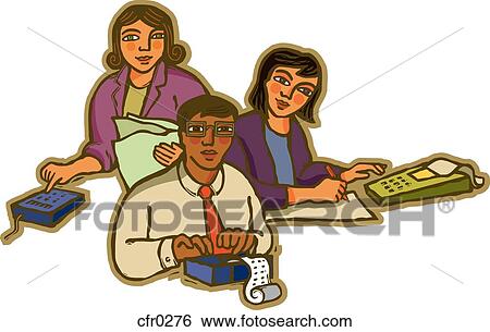 Stock Illustration - Three accountants working together. Fotosearch