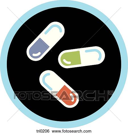 Three capsules on a black background View Large Illustration Stock Illustration - Three capsules on a black background. Fotosearch