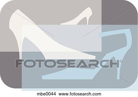 Stock Illustration - Three high heeled shoes. Fotosearch