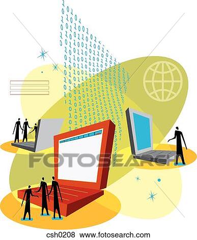Three people communicating via the internet View Large Illustration Stock Illustration - Three people communicating via the internet. Fotosearch