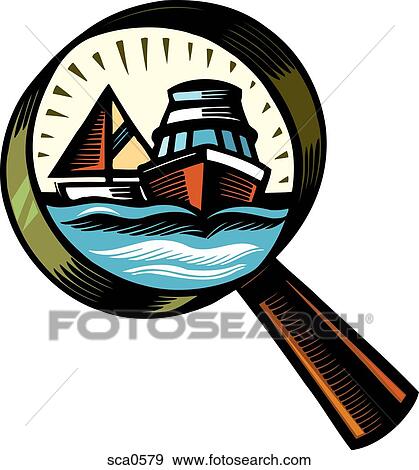 Two boats being inspected with a magnifying glass View Large Illustration Stock Illustration - Two boats being inspected with a magnifying glass. Fotosearch
