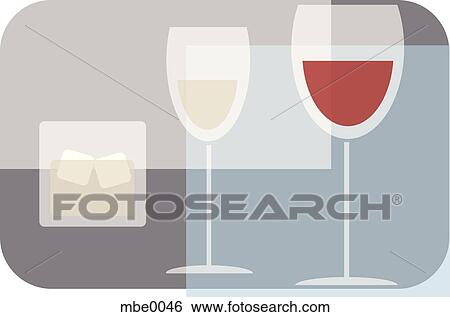 Two glasses of wine and a high ball View Large Illustration Stock Illustration - Two glasses of wine and a high ball. Fotosearch