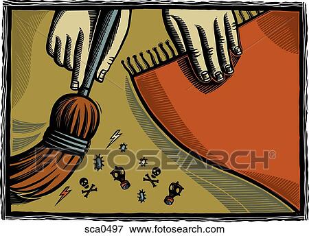 two hands sweeping poison symbols underneath a carpet View Large Illustration Stock Illustration - two hands sweeping poison symbols underneath a carpet. Fotosearch