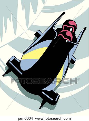 Stock Illustration - Two people in a bobsled. Fotosearch