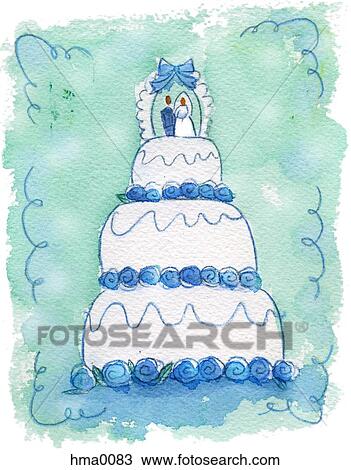 Wedding cake View Large Illustration Drawing - Wedding cake. Fotosearch