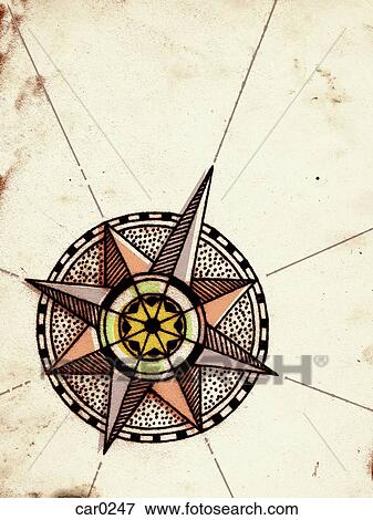 Stock Illustration - A compass on a distressed background. Fotosearch