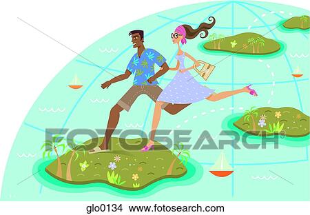 A couple on vacation, island hopping View Large Illustration Stock Illustration - A couple on vacation, island hopping. Fotosearch