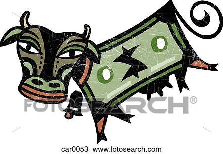 A cow with a dollar bill for body View Large Illustration Drawing - A cow with a dollar bill for body. Fotosearch