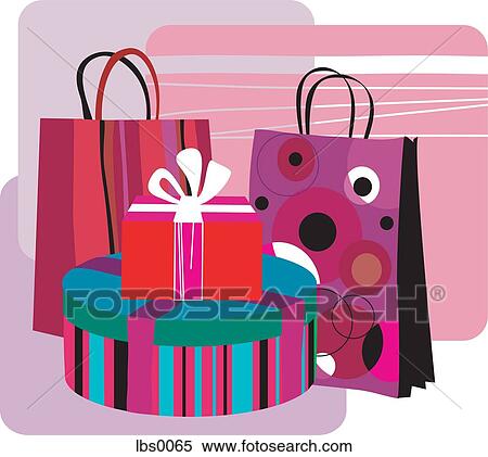 Stock Illustration - A group of colorful gift bags and boxes. Fotosearch