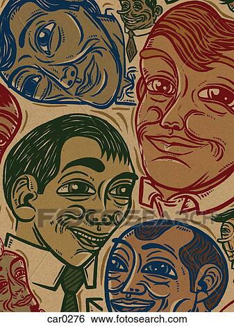 Stock Illustration - A group of smiling men. Fotosearch