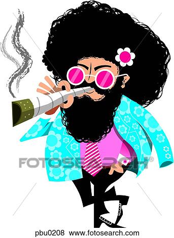 A hippy man smoking cigarette View Large Illustration Stock Illustration - A hippy man smoking cigarette. Fotosearch