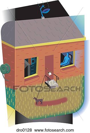 A human-faced house with a man watching TV, portraying a couch potato View Large Illustration Stock Illustration - A human-faced house with a man watching TV, portraying a couch potato. Fotosearch
