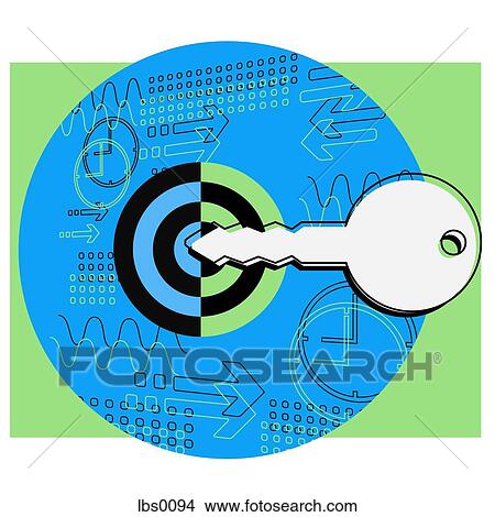 A key pointing at a target View Large Illustration Stock Illustration - A key pointing at a target. Fotosearch