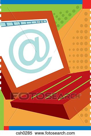 A laptop computer with an internet sign on the screen View Large Illustration Stock Illustration - A laptop computer with an internet sign on the screen. Fotosearch